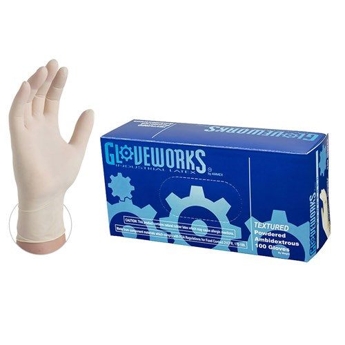 Gloveworks® Latex Powdered Disposable Gloves - Pk. 100
