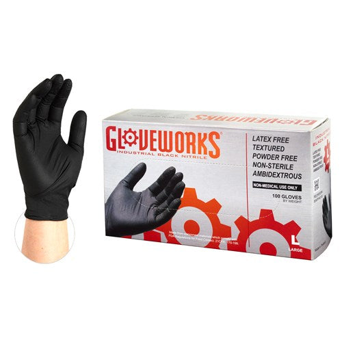 Gloveworks Black Nitrile Disposable Gloves - Pk. 100